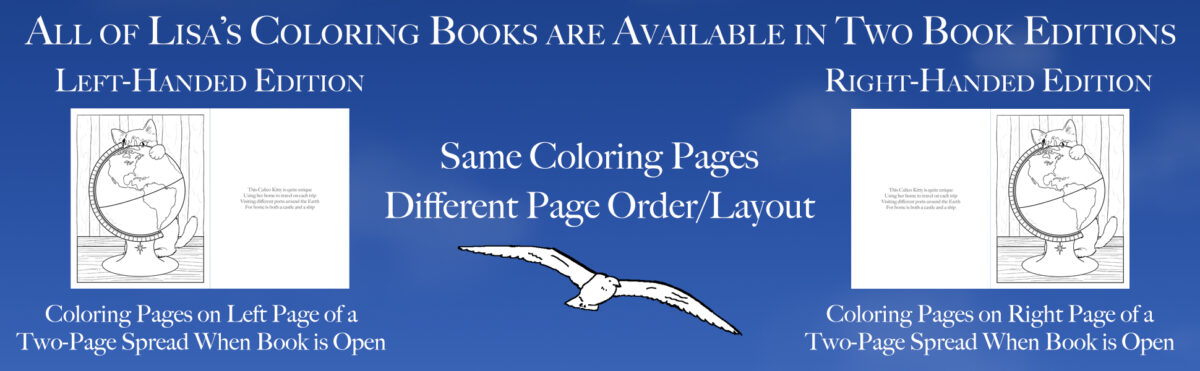 Preview of differences between Left-handed and right-handed coloring books by Lisa Marie Ford